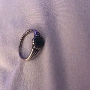 Sterling Silver Banded Ring, Blue Stoned